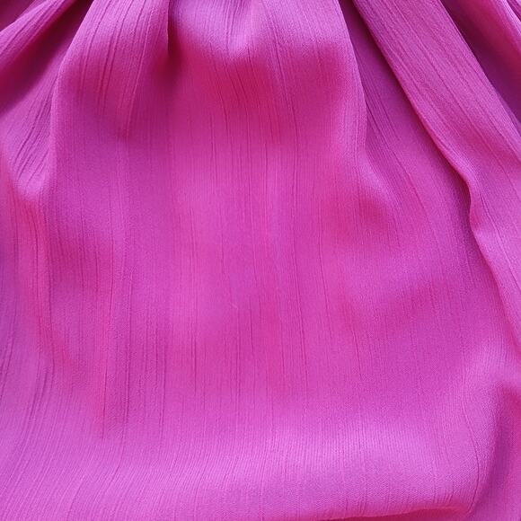 Loft Magenta Pink Pleated Skater Skirt S lined chiffon elastic pull on - Picture 11 of 12